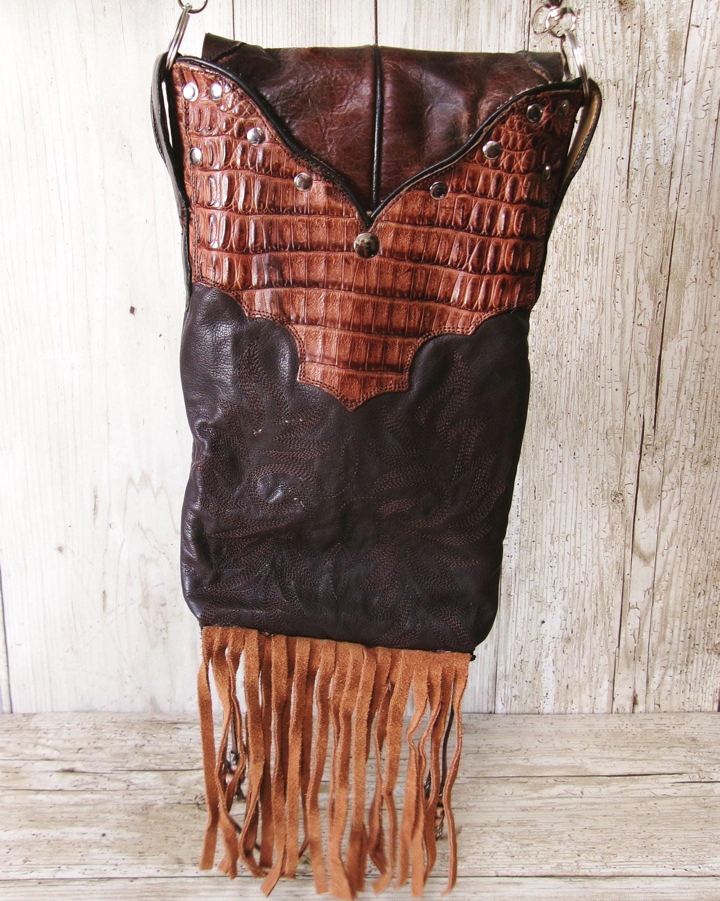 Cowboy Boot Crossbody Hipster Bag with Fringe CB38